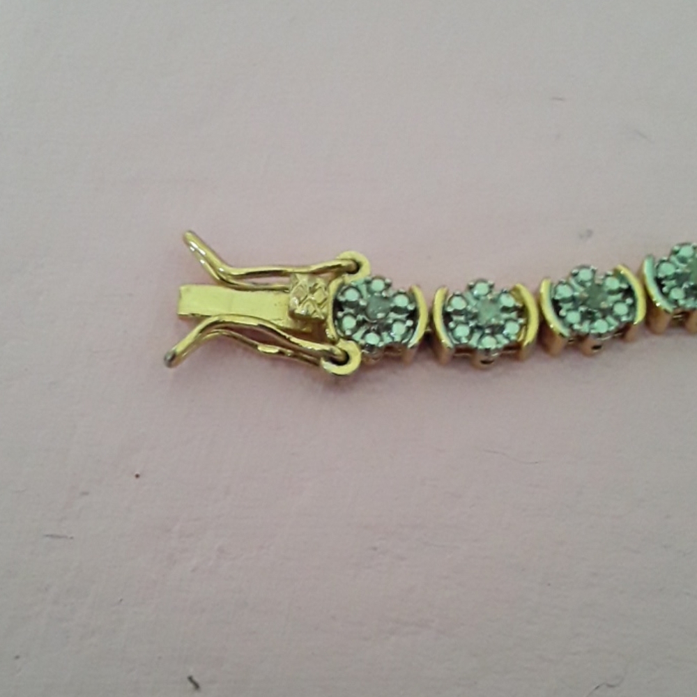 18K GOLD PLATED NATURAL DIAMOND TENNIS BRACELET